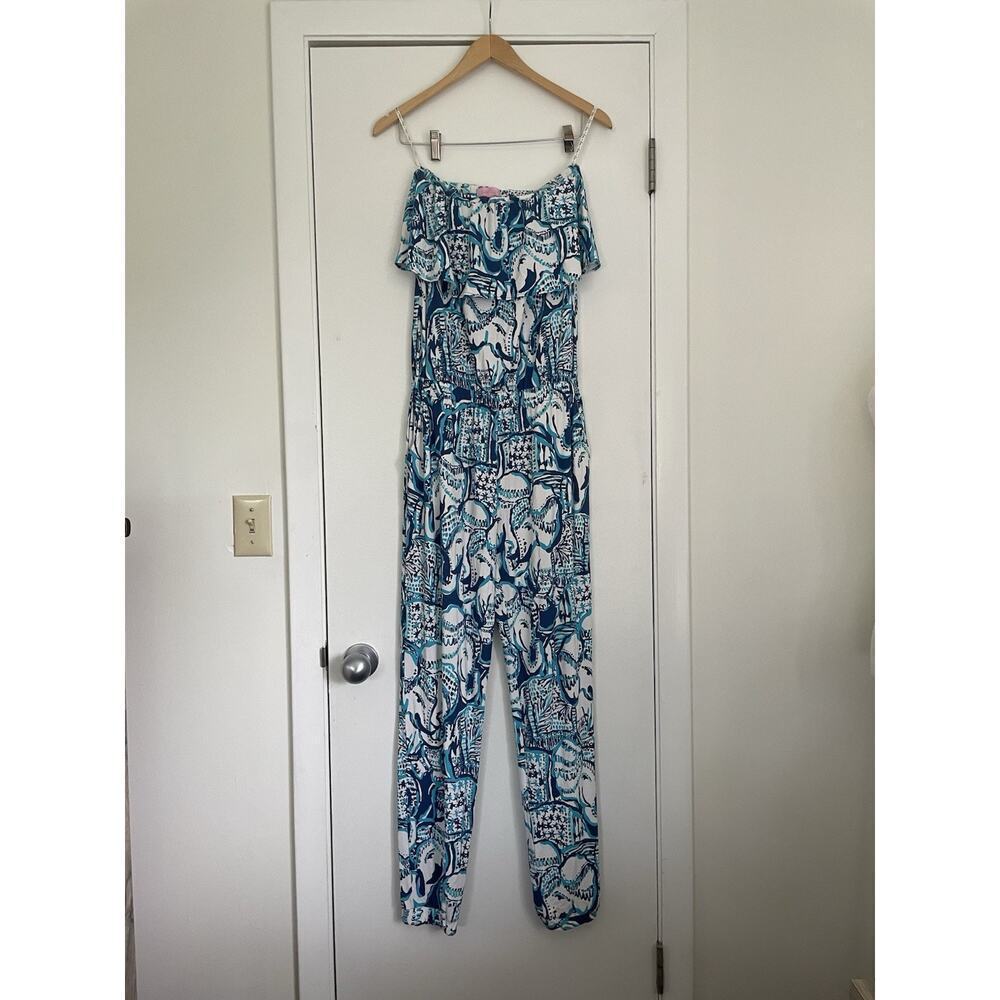 Lilly Pulitzer Ailsie Strapless Jumpsuit Romper Blue Keep On Trunkin Size Small - Picture 3 of 8